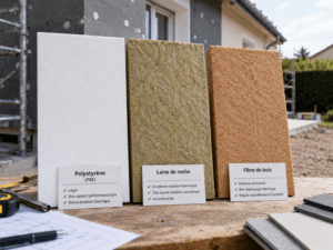 Comparaison de panneaux de polystyrène, laine de roche et fibre de bois pour ITE